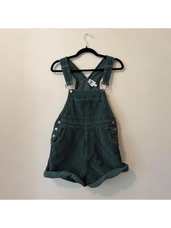 Princess Polly Pants - Princess Polly Kacey Green Corduroy Overall Shorts